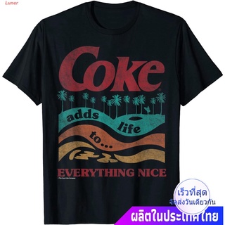 Luner เสื้อยืดกีฬา Coca-Cola Retro Coke Adds Life Surf And Sun Graphic T-Shirt Mens Womens T-shirts