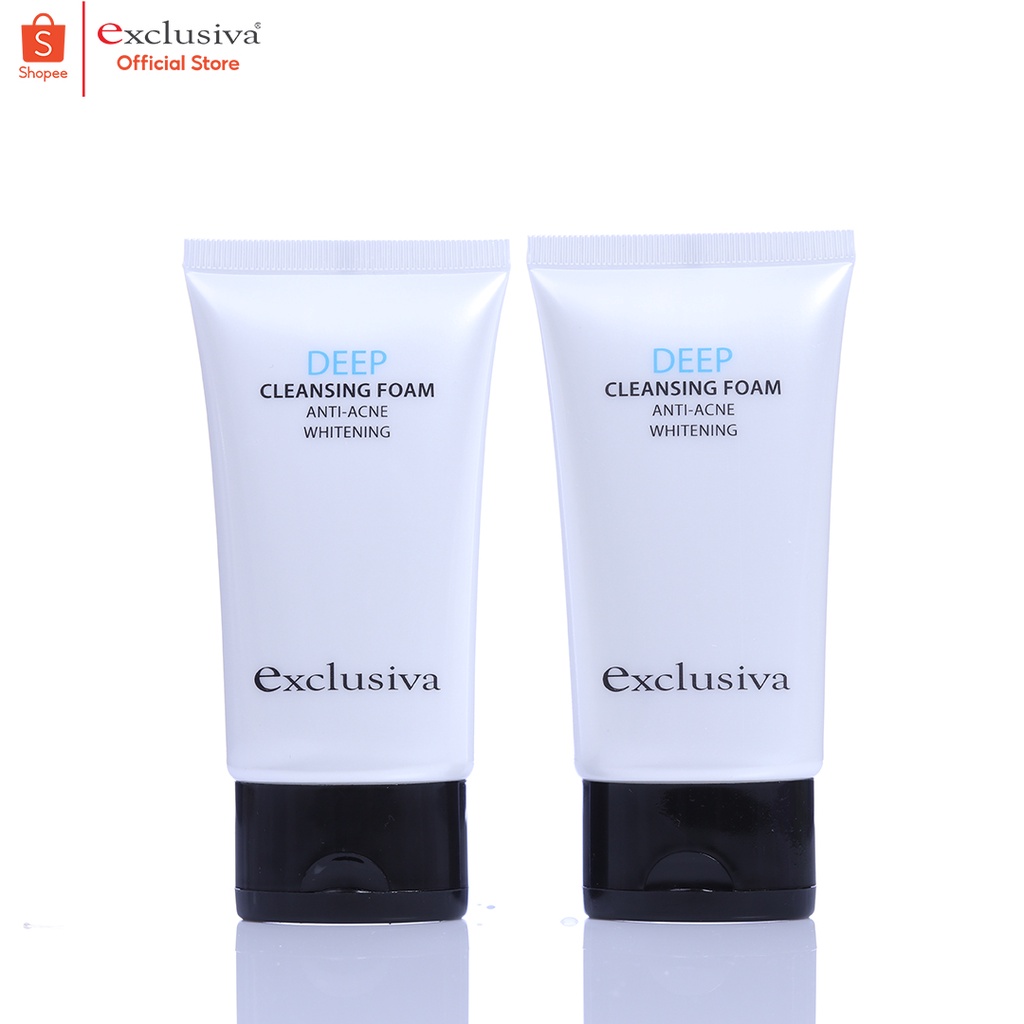 Exclusiva โฟมล้างหน้า ลดสิว ผิวใส สำหรับผิวแพ้ง่าย ล้างเมคอัพ 40กรัม×2หลอด Anti-acne Whitening DEEP Cleansing