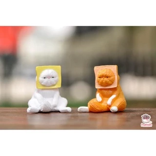 แมวหน้าขนมปัง [ เซต 4 ชิ้น ] ตุ๊กตาจิ๋ว โมเดลจิ๋ว แต่งสวน
