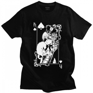 [100% Cotton] ใหม่ เสื้อยืด พิมพ์ลายอนิเมะ Black Butler Ciel Phantomhive Kurosuji สไตล์ญี่ปุ่น สําหรับผู้ชาย