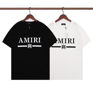 [S-5XL]เสื้อยืดแขนสั้น พิมพ์ลายโลโก้ตัวอักษร AMIRI แฟชั่นฤดูใบไม้ผลิ และฤดูร้อน สําหรับผู้ชาย และผู้หญิง