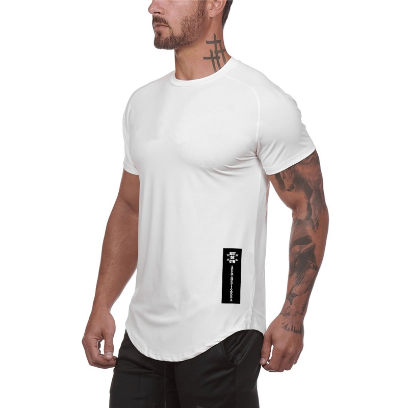 Brand Casual Clothing Bodybuilding Tshirt Mesh Mens Short Sleeve Fashion Fitness Tights Sport Shirt Men Gym Sports Wear