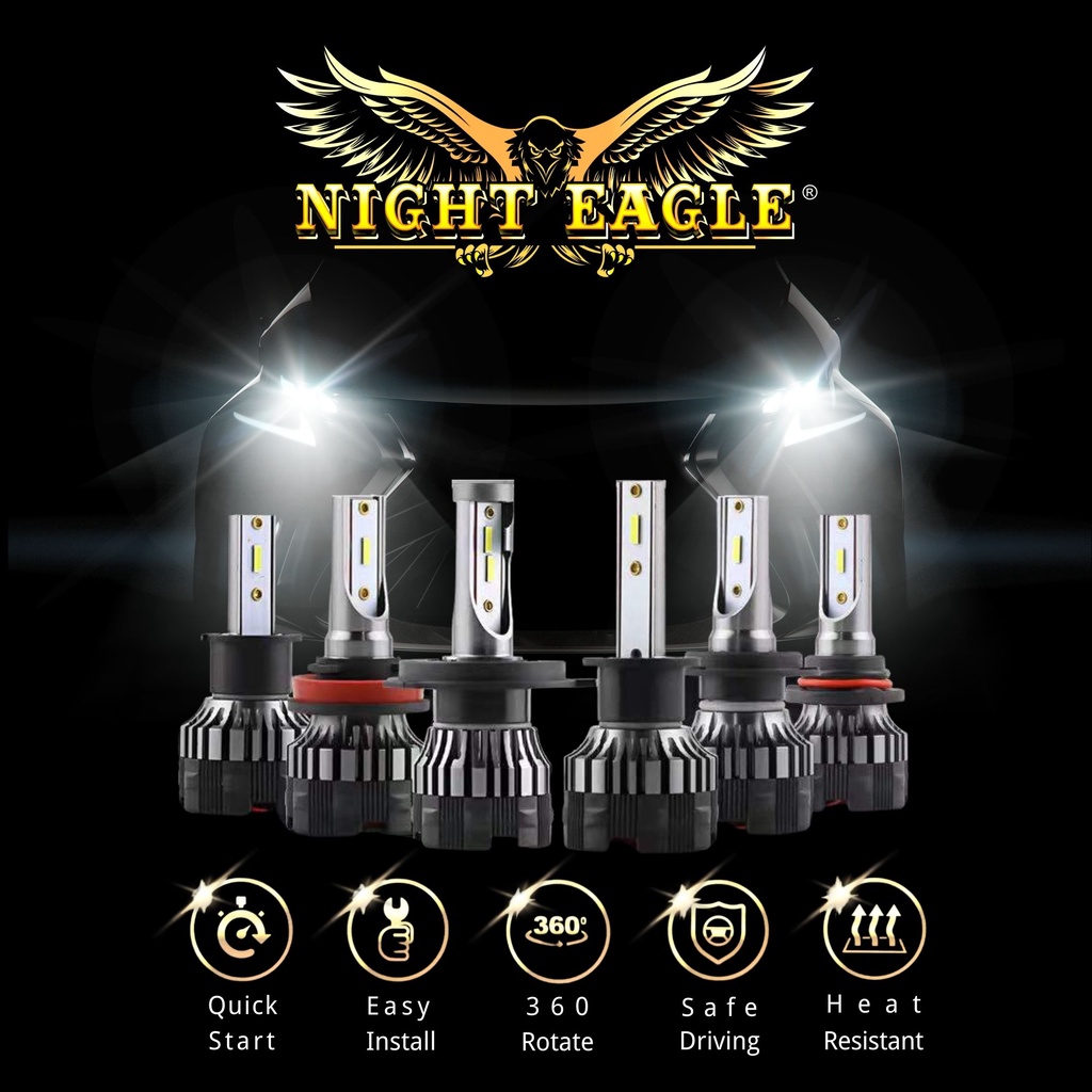 NIGHT EAGLE LED HEADLIGHT 4300K หรือ 6000K - H1 / H3 / H4 / H7 / H11 / 9005 / 9006