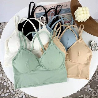 Pretty Bra PB-125 เสื้อครอปสายคู่ เสริมฟองน้ำ ผ้ายืด ใส่สบาย