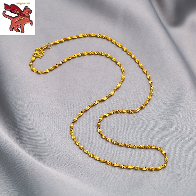 สร้อยคอทองคําสีเหลือง 18K สําหรับผู้หญิง Box Link Chain รูปที่ 7