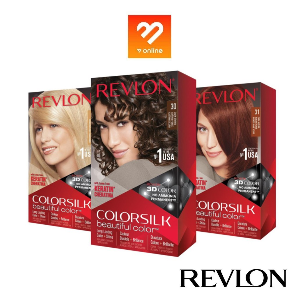 Revlon Colorsilk Beautiful Color เรฟลอน ครีมเปลี่ยนสีผม ยาย้อมผม สูตรอ่อนโยนปราศจากแอมโมเนีย ปิดผมขาว ผมนุ่มสวย ไม่แห้ง