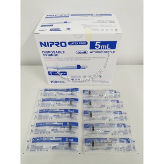 Syringe Nipro กระบอกฉีดยา ป้อนยา  5 ml. หัวฉีด (แบบไม่มีหัวเข็ม)