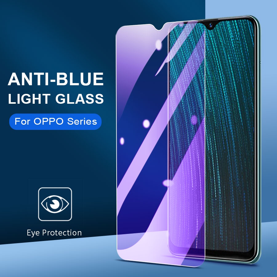 ป้องกันแสงสีฟ้าสีม่วง กระจกนิรภัย สำหรับ OPPO F9 F11 F5 F7 A5 a3S A7 A9 A11 A12 A12e A15 A15s A16 A17 A17K A31 A32 A33 A52 A53s A54 A55 A57 A72 A73 A74 A76 A77 A78 A92 A93 A94 A95 A96 A98 Reno 2 2f 3 4F 4 Lite 4Z 5 8T 7 8 10 pro Plus ตัวป้องกันหน้าจอ