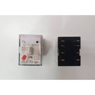 OMRON รีเลย์มีไฟโชว์ 2 คอนแทค 8 ขา 5A/24VAC : Relay MY2N-GS 24VAC