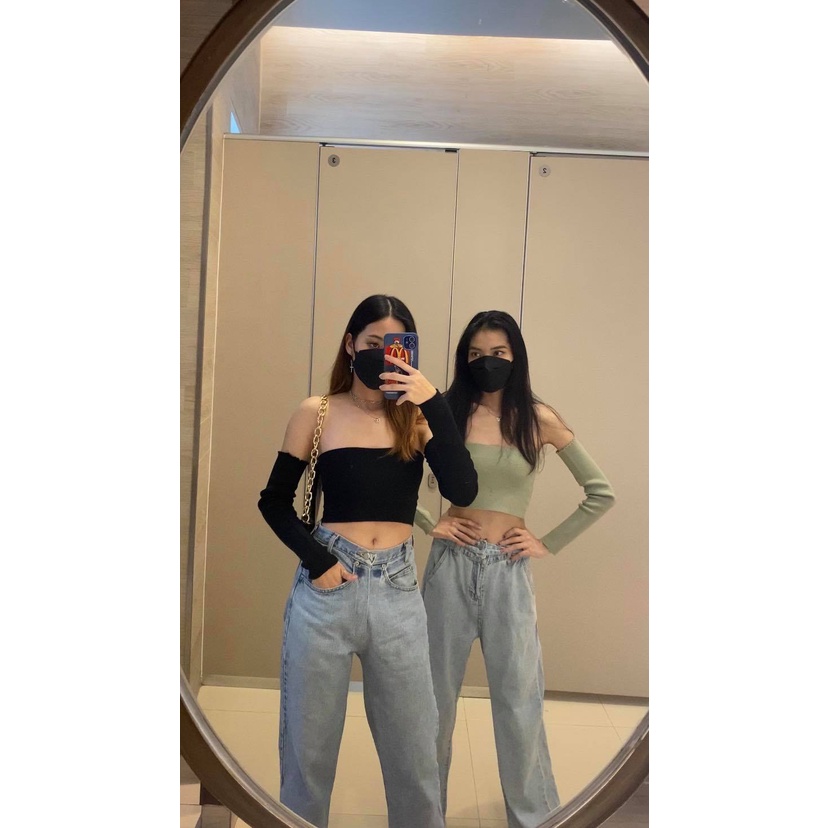 ✨Lilly Top✨ เสื้อเกาะอก มาพร้อมกับปลอกแขนเข้าชุดกัน