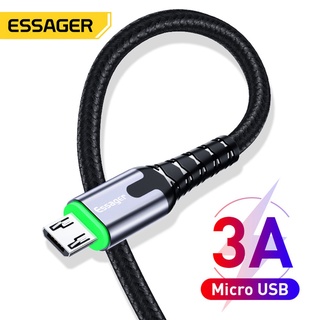 Essager สายชาร์จเคเบิล Micro Usb Led ยาว 2 เมตร 3 เมตร สำหรับ Para Telno Mil Samsung Xiaomi Android