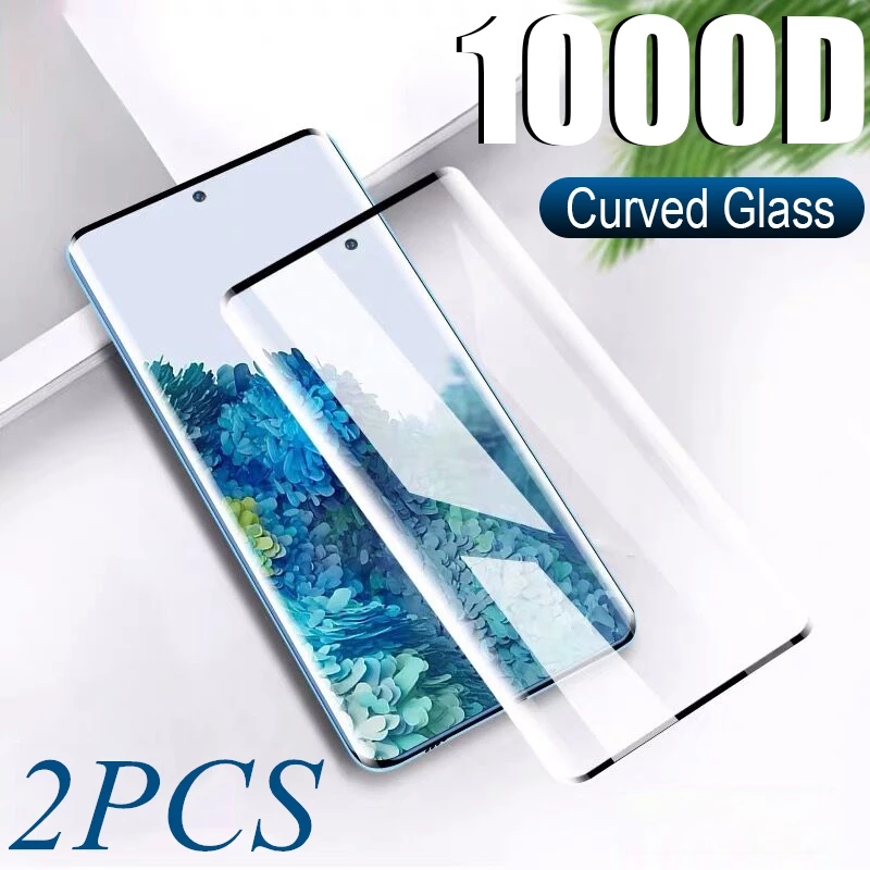 SAMSUNG สําหรับSamsung Galaxy S20 S20+ Plus S20 FE S21 Ultra 1000Dขอบโค้งคลุมทั้งหมดกระจกนิรภัยป้องกันหน้าจอฟิล์ม
