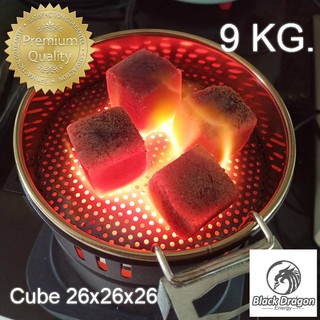 BlackDragon ถ่านบาบีคิว ถ่านอัดแท่งกะลามะพร้าว รูปทรงสี่เหลี่ยมลูกเต๋า Coconut Shell Charcoal Cube 26x26x26 9kg.