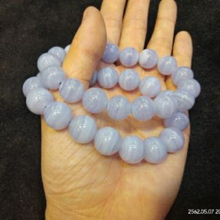 Blue Lace Agate 10mm หินแท้รับประกัน สร้อยข้อมือหินนำโชค