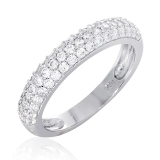 SNOWY HERITAGE แหวนเงินแท้ 925 Silver Jewelry ประดับเพชร CZ รุ่น RS2174-RR เคลือบทองคำขาว