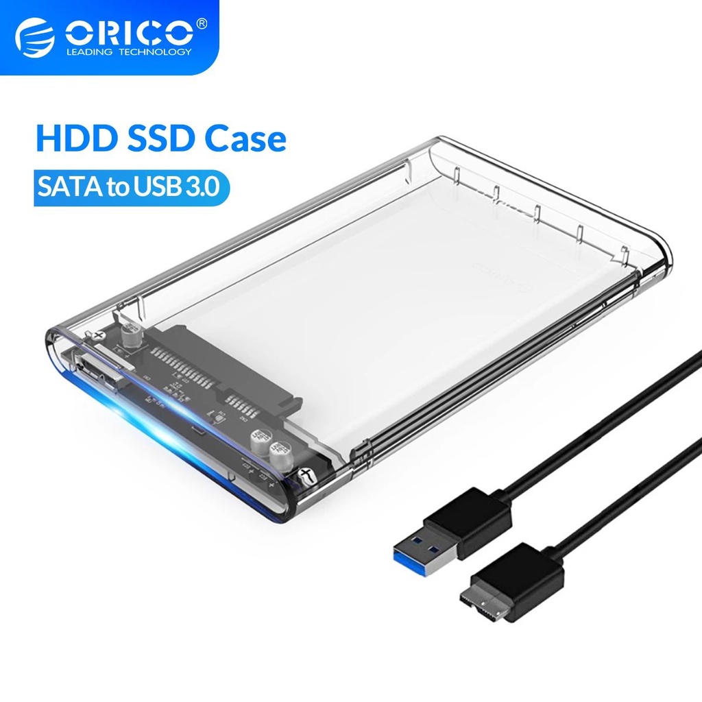 ORICO HDD Enclosure 2.5 นิ้วโปร่งใส USB3.0 ฮาร์ดไดรฟ์รองรับ 4TB SATA HDD SSD สําหรับ 7-9.5 มม. (2139U3)