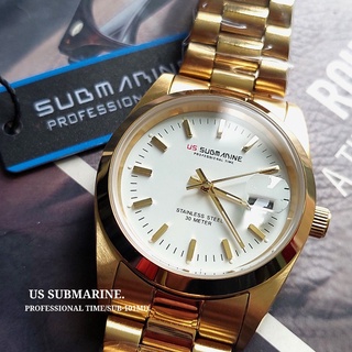 นาฬิกาผู้ชาย US SUBMARINE PROFESSIONAL TIME รุ่น SUB-101MD S/S นาฬิกาข้อมือ STANLESS STEELระบบควอทซ์กันน้ำ100%พร้อมกล่อง