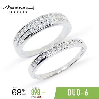 Memorine Jewelry แหวนคู่รักเงินแท้ 925 ฝังเพชรสวิส (CZ) : DUO-6