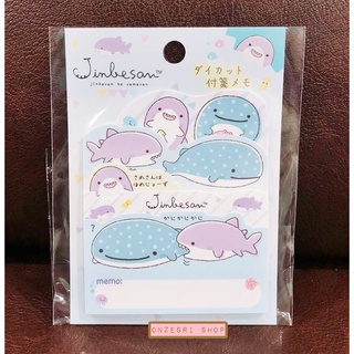 Jinbesan &amp; Same-San Di-cut Sticky Note แบบสีฟ้า ขนาด 13.5 x 8 ซม. มี 5 ลาย รวม 20 แผ่น