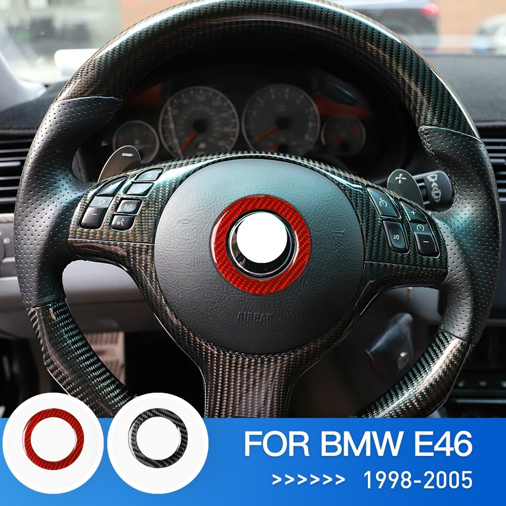 For BMW 3 Series E46 19982005 Carbon Fiber Car Steering Wheel Logo