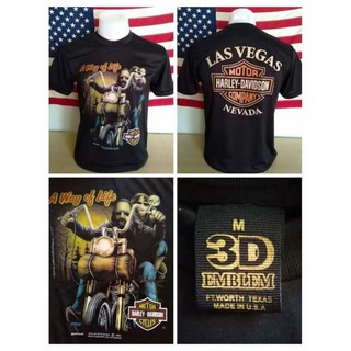 เสื้อยืดสีดำ​ harley​ Davidson​ ผ้าบาง50/50