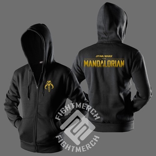 Jxlq เสื้อกันหนาว มีฮู้ด ผ้าฝ้าย ลาย The Mandalorian Star Wars มีซิป พลัสไซซ์ สําหรับผู้ชาย YQ