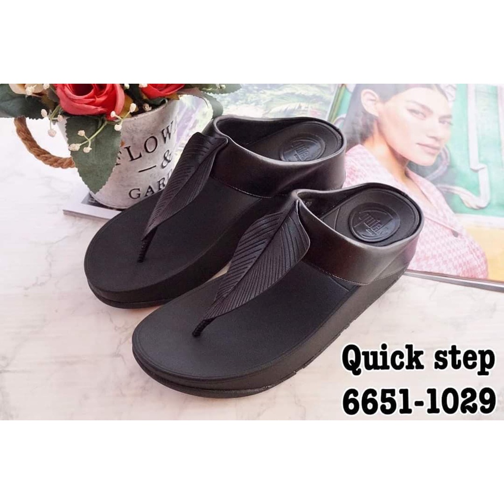 6651-1029 รองเท้าพื้น FF ส้น1.5 คีบใบไม้ ผู้หญิง แตะเพื่อสุขภาพ แบรนด์ Quick Step