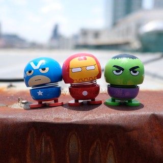 โมเดล Ironman ไอรอนแมน &amp; Captain America กัปตันอเมริกา &amp; The Hulk เดอะฮัค รูปไข่ ท่ายืน ส่ายหัว 2.5นิ้ว Avengers Marvel