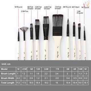 ชุดแปรงไนล่อนเพ้นท์สีน้ํา 10 ชิ้นพร้อมกระเป๋า