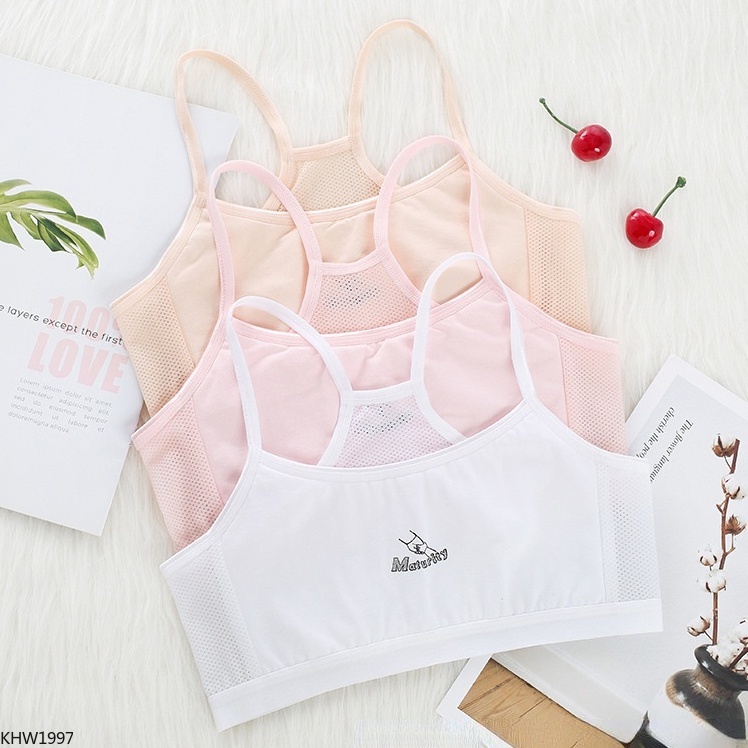 เสื้อใน เด็ก ผู้หญิง 10 ปี ผ้าคอตตอนแท้ นุ่ม สบาย ระบายอากาศได้ดี เย็นสบาย ไม่อับชื้น，เสื้อในเด็ก มี