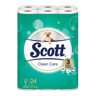 🔥แนะนำ!! SCOTT กระดาษทิชชู่ รุ่น คลีนแคร์ (แพ็ค 24 ม้วน) สีขาว 🚚พิเศษ!!✅