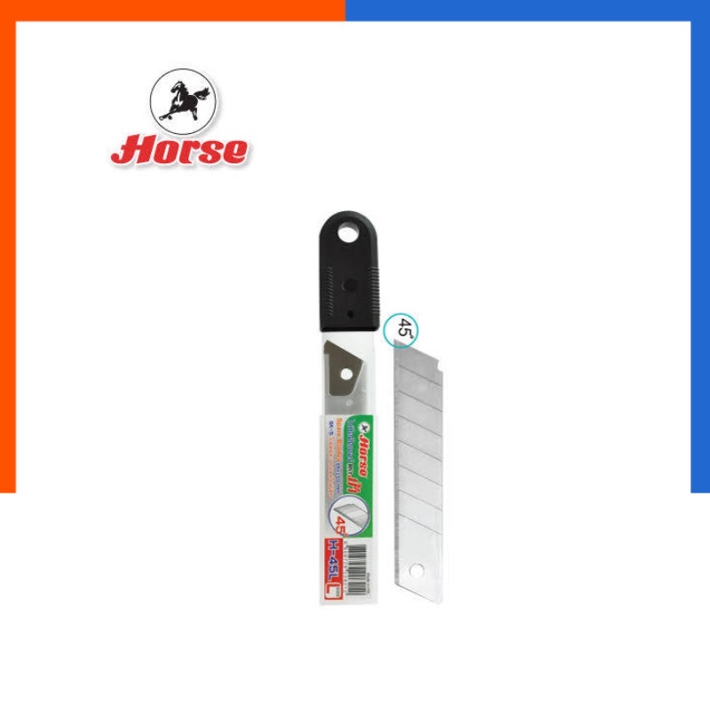 ใบมีดคัตเตอร์ 45 องศา 45S 8 มม. (หลอด 6 ใบ) ใบเล็ก ตราม้า Horse US.Station