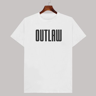 เสื้อยืดคอกลม สีขาว OUTLAW  มีเก็บปลายทาง