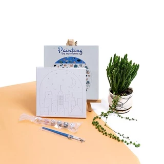 ภาพระบายสีตามตัวเลข DIY 20×20 ซม. พร้อมเฟรมไม้ | Paint by Numbers สัตว์น่ารัก การ์ตูน 48 ลาย