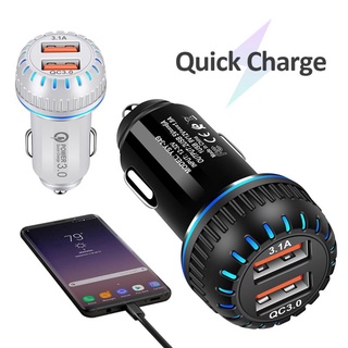 ⭐READY STOCK⭐ที่ชาร์จในรถ QC3.0 ชาร์จเร็ว usb car charger quick charge หัวชาร์จ อะแดปเตอร์ ชาร์จในรถ 2ช่อง usb 3 0