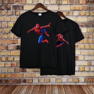 เสื้อยืด - ผู้ชาย Tshirt Spiderman พิมพ์เสื้อเชิ้ตแขนสั้นผู้ชายท็อปส์ซูเสื้อผ้าเสื้อสีดําขายส่ง