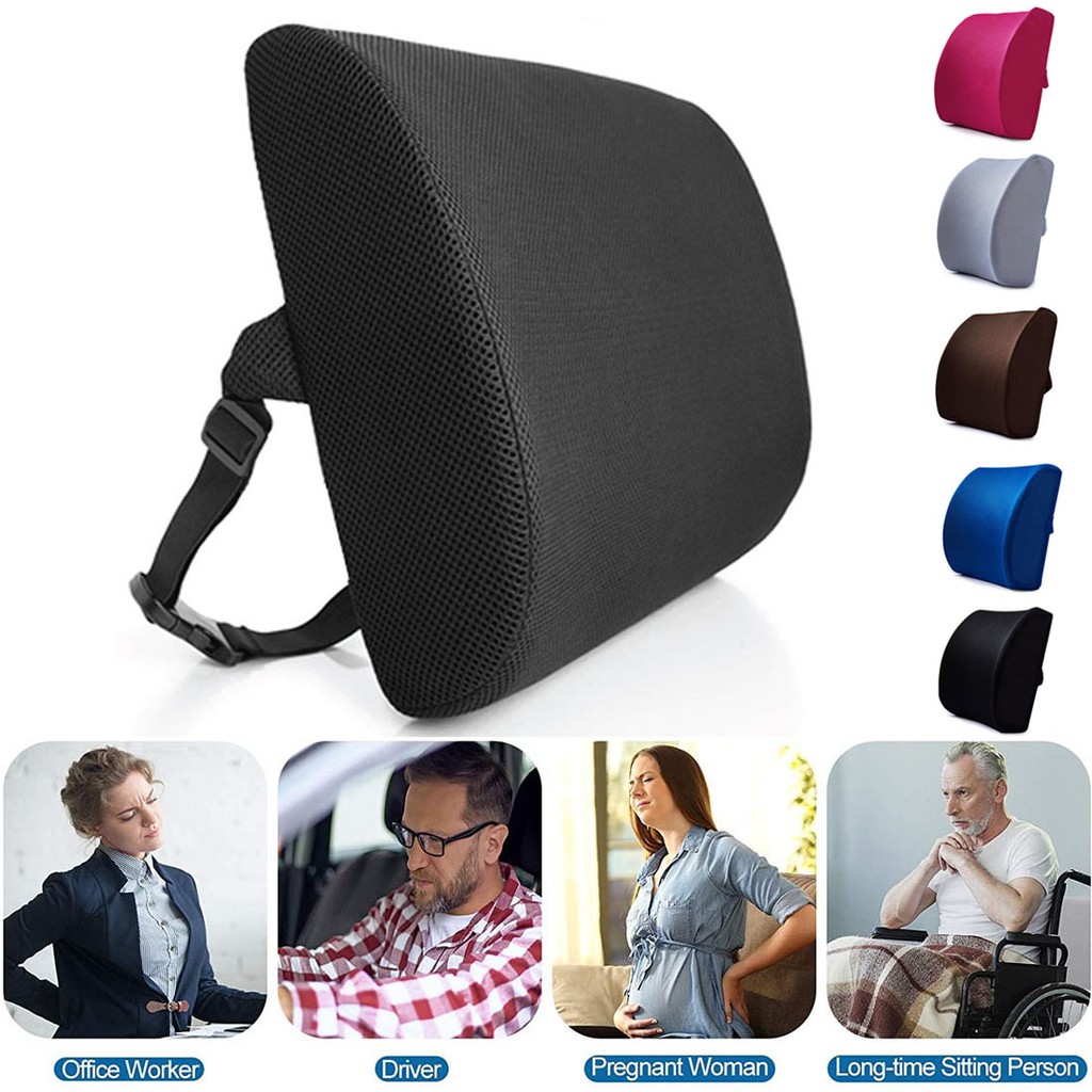 Memory Foam Lumbar Support Pillow for Lower Back Pain Relief Ideal Orthopedic Cushion for Office Chair and Car Seat