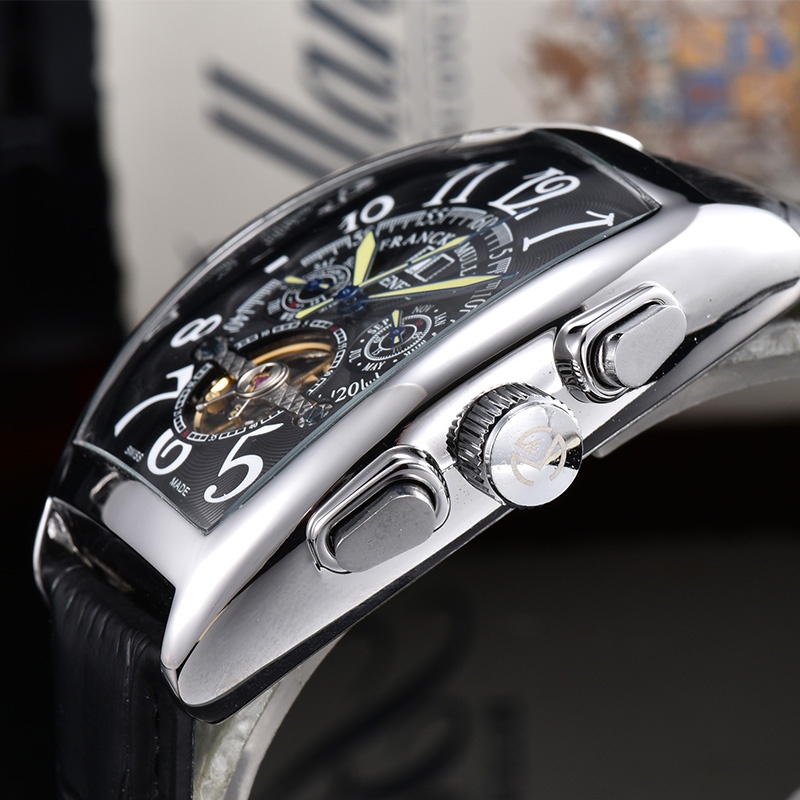 Franck-muller ใหม่ นาฬิกาข้อมืออัตโนมัติ สายหนัง ปฏิทิน สไตล์นักธุรกิจ หรูหรา สําหรับผู้ชาย