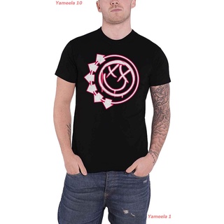 เสื้อยืดผ้าฝ้ายพิมพ์ลายขายดีBlink 182 T Shirt Six Arrow Smiley Band Logo Official Mens Black Size  Blink 182 บลิงก์ 182