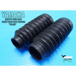 YAMAHA CHAPPY LB50 LB80 FRONT FORK RUBBER BOOTS GAITERS GATOR "BLACK" SET PAIR // ยางกันฝุ่น สีดำ CHAPPY / CHIPPY