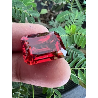 Lab made corundum padparacha 23 carats 13x18mm