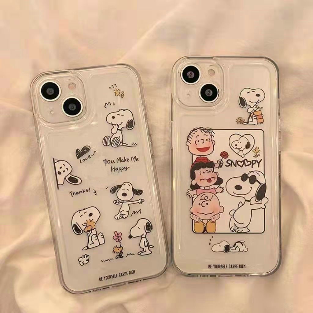 Casing For Samsung Galaxy S24 S23 FE S22 S22+ S21 S21+ Ultra Plus 4G 5G A55 A35 A25 A53 A33 A13 A52 A52S A32 A72 A12 A22 Lte A50 A50S A30S A71 A51 A31 A21 A20 A30 A21S M12 M22 M32 Clear Cartoon Snoopy Fine Hole Shockproof Soft Phone Case 1STD 05