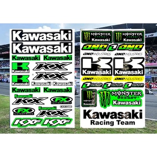 KXF Kawasaki สติกเกอร์แต่งซิ่ง สติกเกอร์คุณภาพสูงรถมอเตอร์ไซค์ บิ๊กไบค์ รถยนต์ หมวกกันน็อค เนื้อPVC เคลือบเงาได้2แผ่น