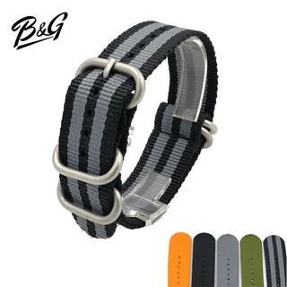 B&amp;G Nylon Zulu Strap สายนาฬิกา สายในล่อน สายซูลู ห่วงสายสีเงิน