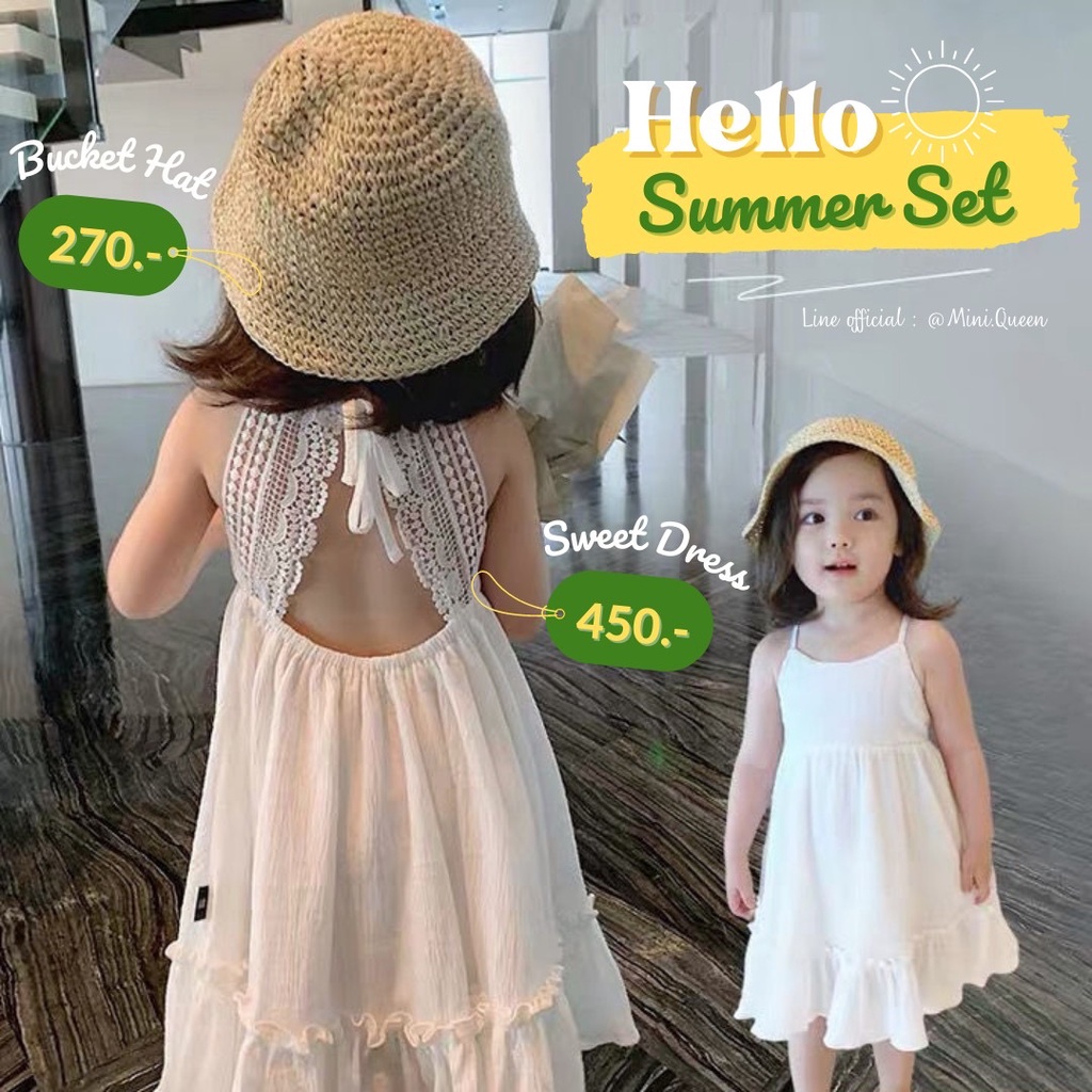 MiniQueen พร้อมส่งจาก เดรสเด็กผู้หญิง ผ้าฝ้ายใส่สบาย สีขาว
