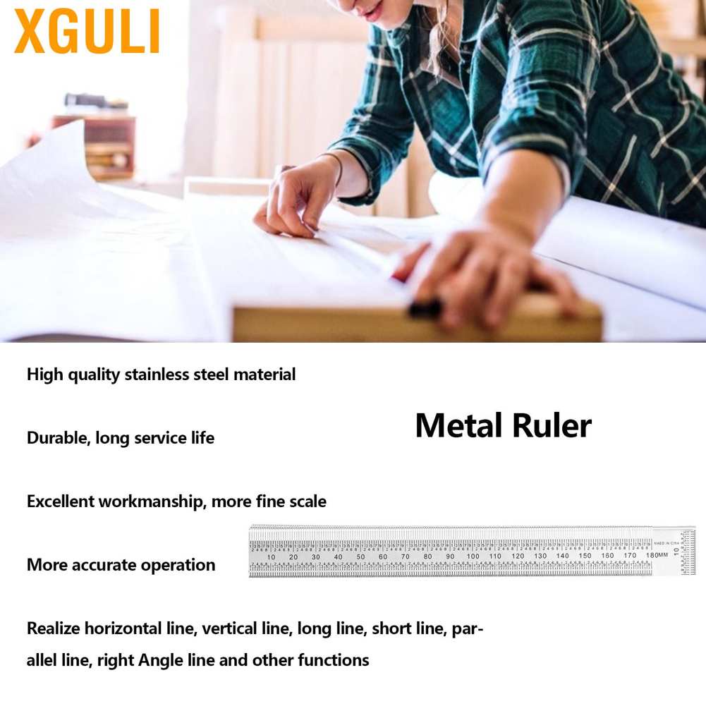 Xguli Stainless Steel Line Ruler 7inch Portable Precison Metal for ...