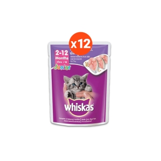 [12PCS][MANOON] Whiskas Pouch Junior Mackerel 80g X 12pcs สูตรลูกแมวรสปลาทู 80กรัม (12 ซอง)