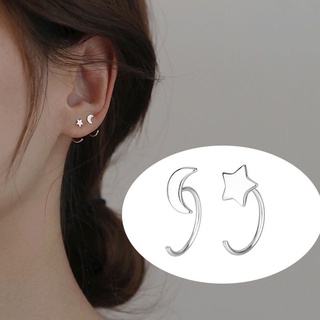 ต่างหูห่วงดาว พระจันทร์ • Moon Star Earrings