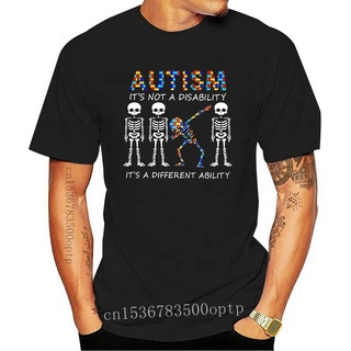 เสื้อยืดผ้าฝ้าย มาใหม่ เสื้อยืดลําลอง แขนสั้น พิมพ์ลายโครงกระดูก Autism It Not A Disible It A Different Ability แฟชั่นสํ