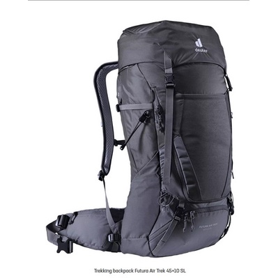เป้ deuter รุ่น Futura Air Trek 45+10SL โลโก้ใหม่ ปี 2021 สีส้ม Redwood Lava , สีดำ - เทา Black Grap
